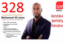 Musharax Mohamed Ali Jama oo u tartamaya Golaha deegaanka Espoo